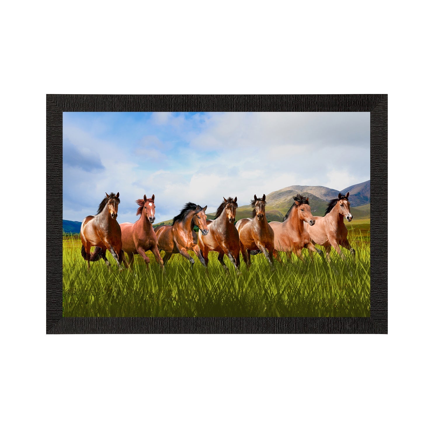 Seven Running Horses Painting Digital Printed Animal Wall Art Kafalo