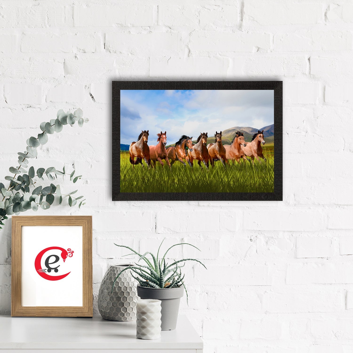 Seven Running Horses Painting Digital Printed Animal Wall Art Kafalo