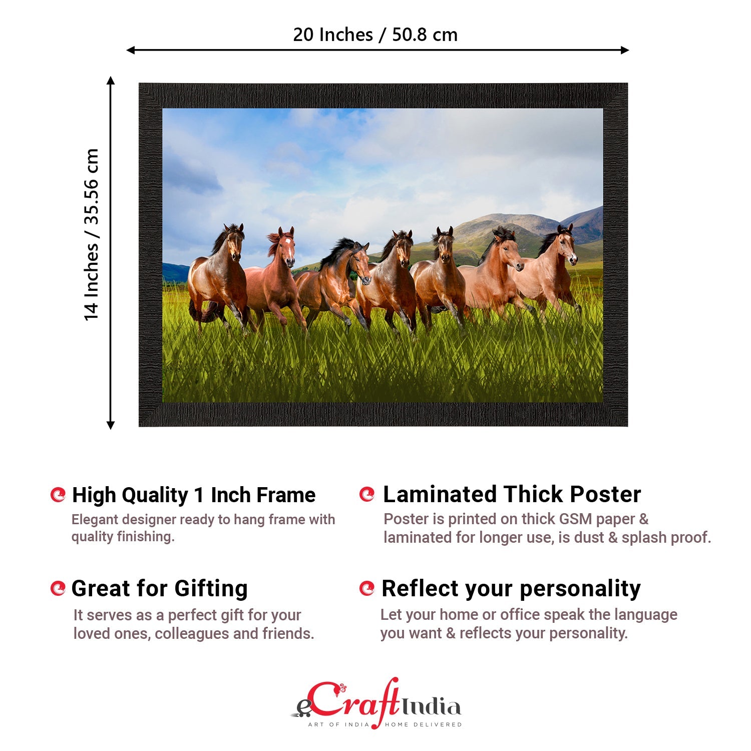 Seven Running Horses Painting Digital Printed Animal Wall Art Kafalo
