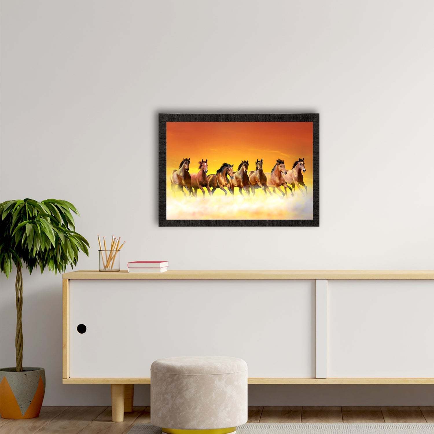 Seven Running Horses Painting Digital Printed Animal Wall Art Kafalo