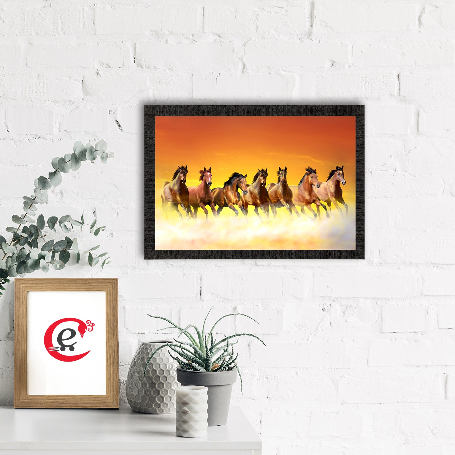 Seven Running Horses Painting Digital Printed Animal Wall Art Kafalo