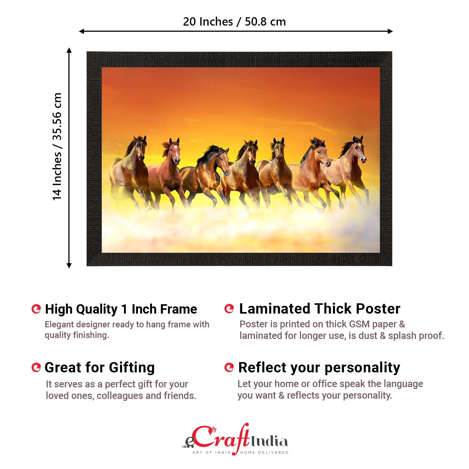 Seven Running Horses Painting Digital Printed Animal Wall Art Kafalo