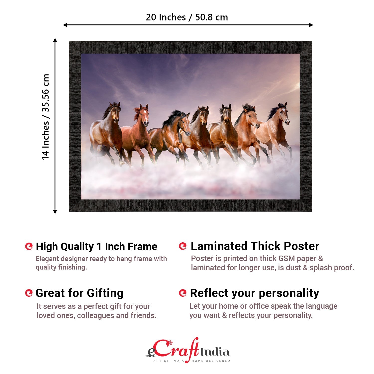 Seven Running Horses Painting Digital Printed Animal Wall Art Kafalo
