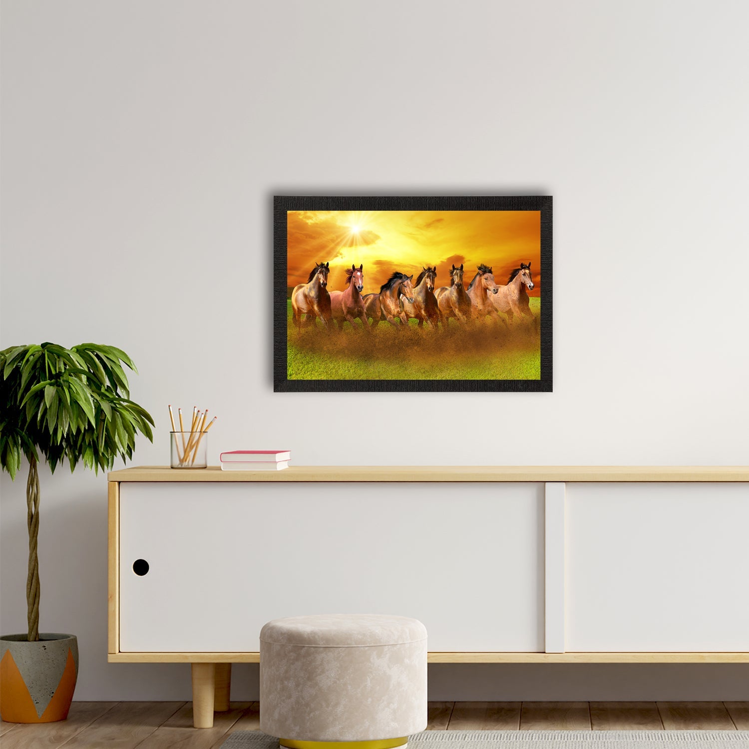 Seven Running Horses Painting Digital Printed Animal Wall Art Kafalo