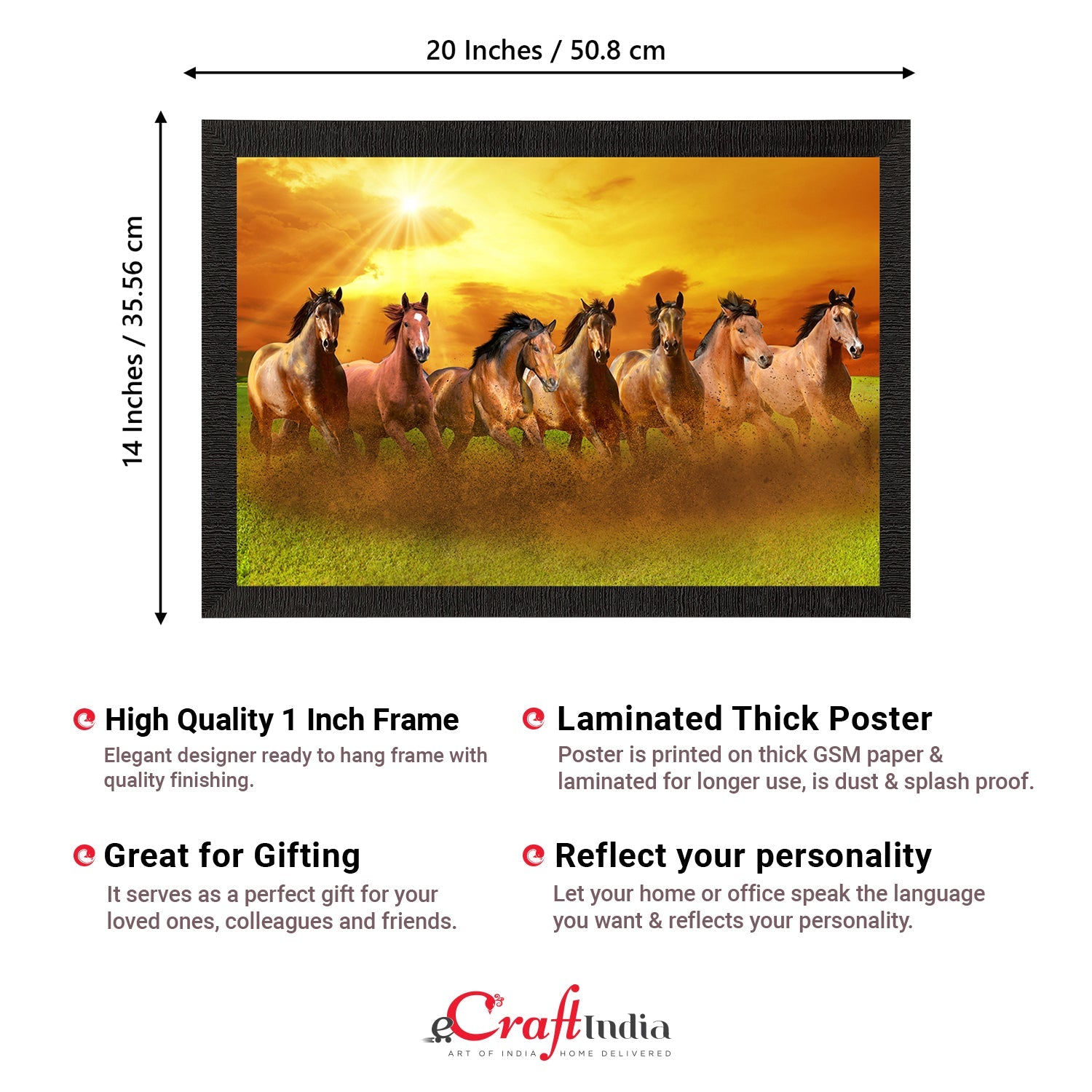 Seven Running Horses Painting Digital Printed Animal Wall Art Kafalo