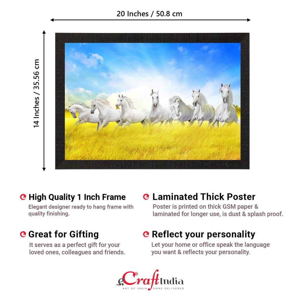 7 White Running Horses Painting Digital Printed Animal Wall Art Kafalo