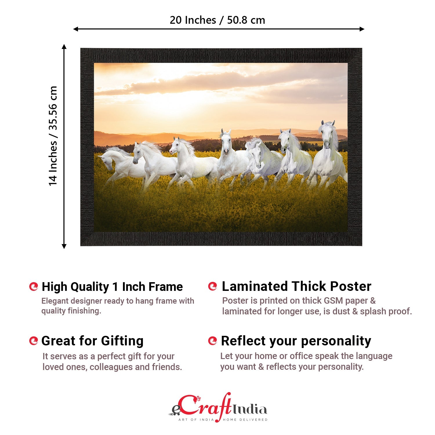 7 White Running Horses Painting Digital Printed Animal Wall Art Kafalo