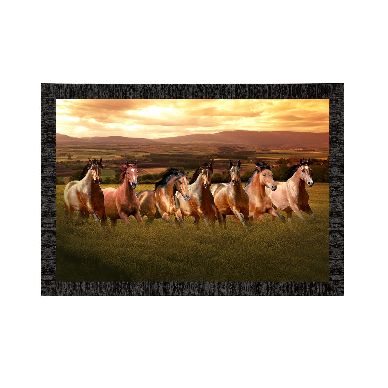 Seven Running Horses Painting Digital Printed Animal Wall Art Kafalo