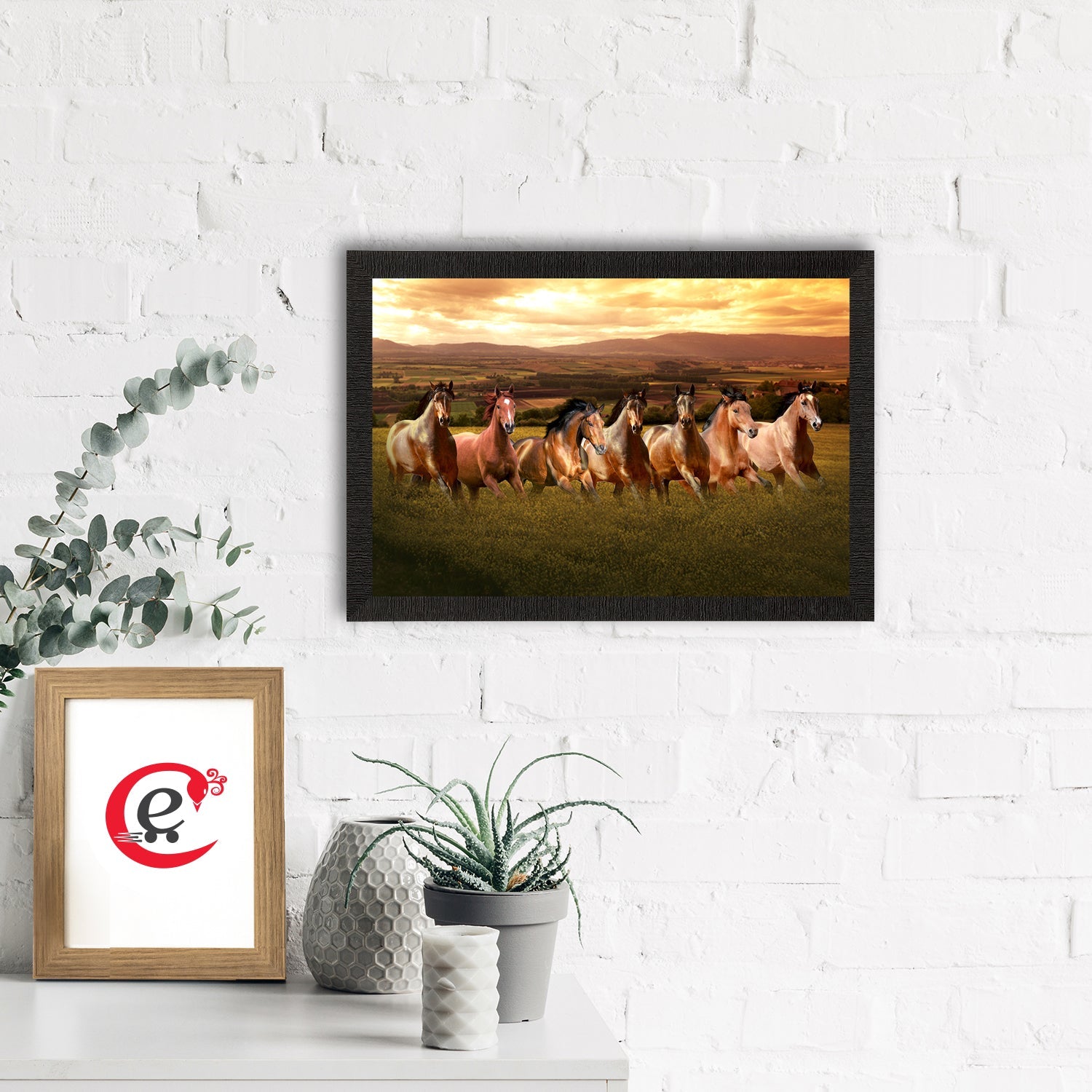 Seven Running Horses Painting Digital Printed Animal Wall Art Kafalo