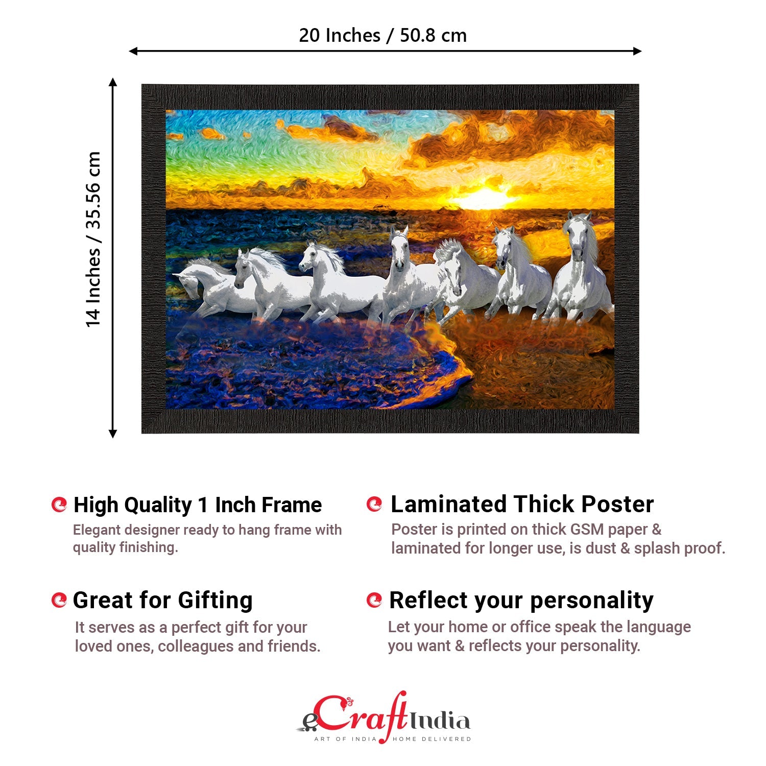 7 White Running Horses Painting Digital Printed Animal Wall Art Kafalo