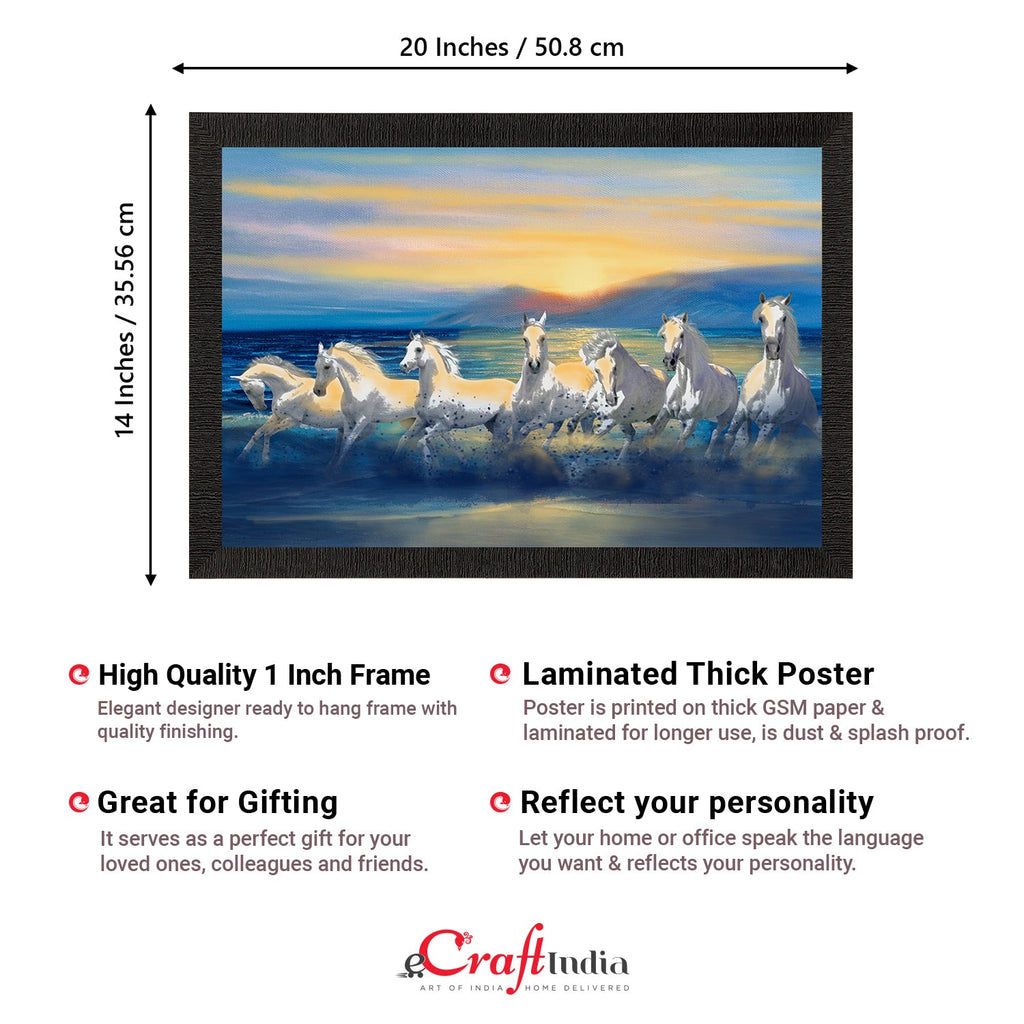 7 White Running Horses Painting Digital Printed Animal Wall Art Kafalo