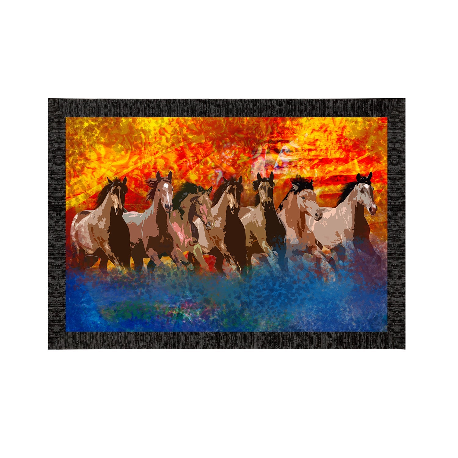 Seven Running Horses Painting Digital Printed Animal Wall Art Kafalo