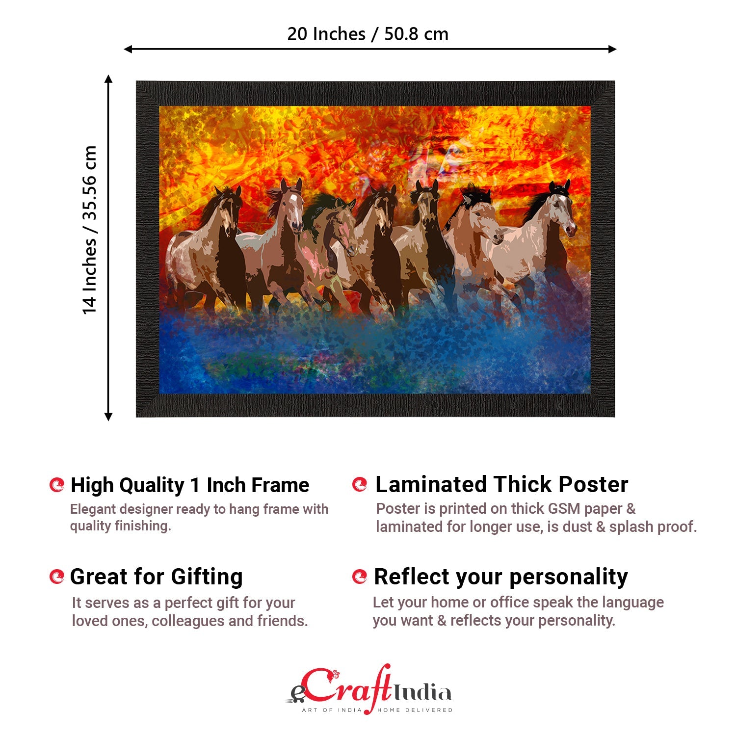 Seven Running Horses Painting Digital Printed Animal Wall Art Kafalo