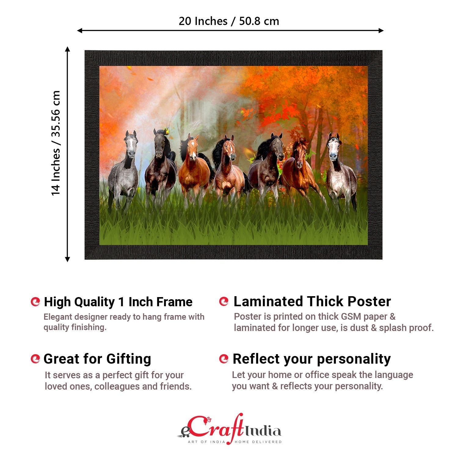 Seven Running Horses Painting Digital Printed Animal Wall Art Kafalo