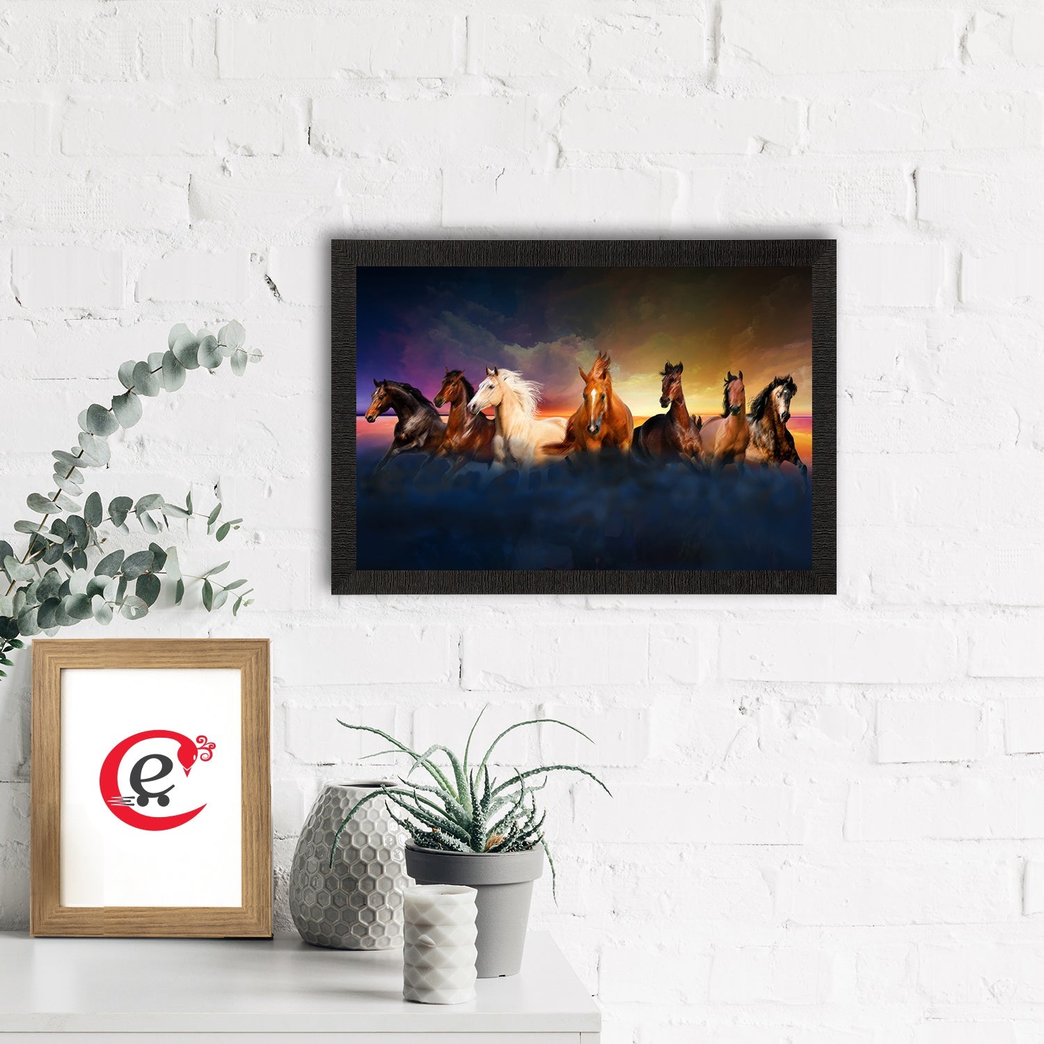 Seven Running Horses Painting Digital Printed Animal Wall Art Kafalo