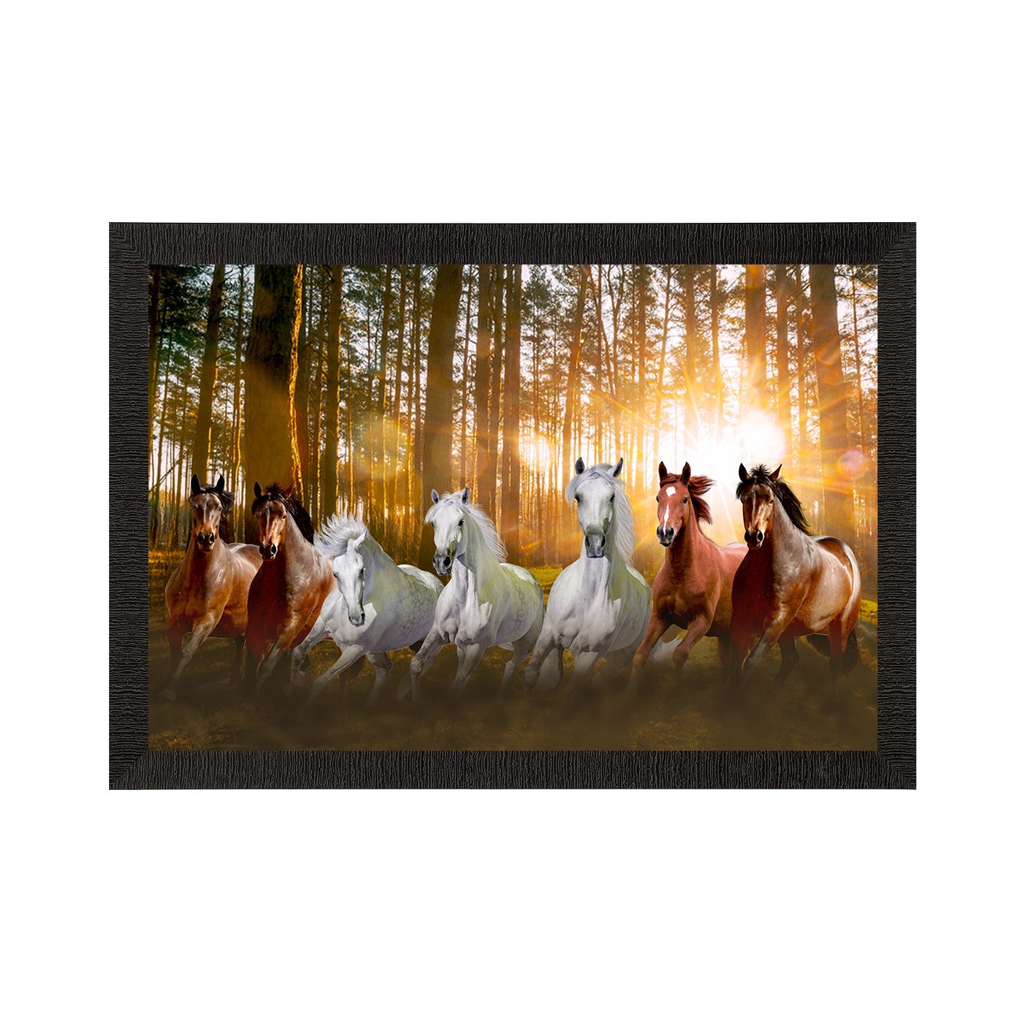 Seven Running Horses Painting Digital Printed Animal Wall Art Kafalo