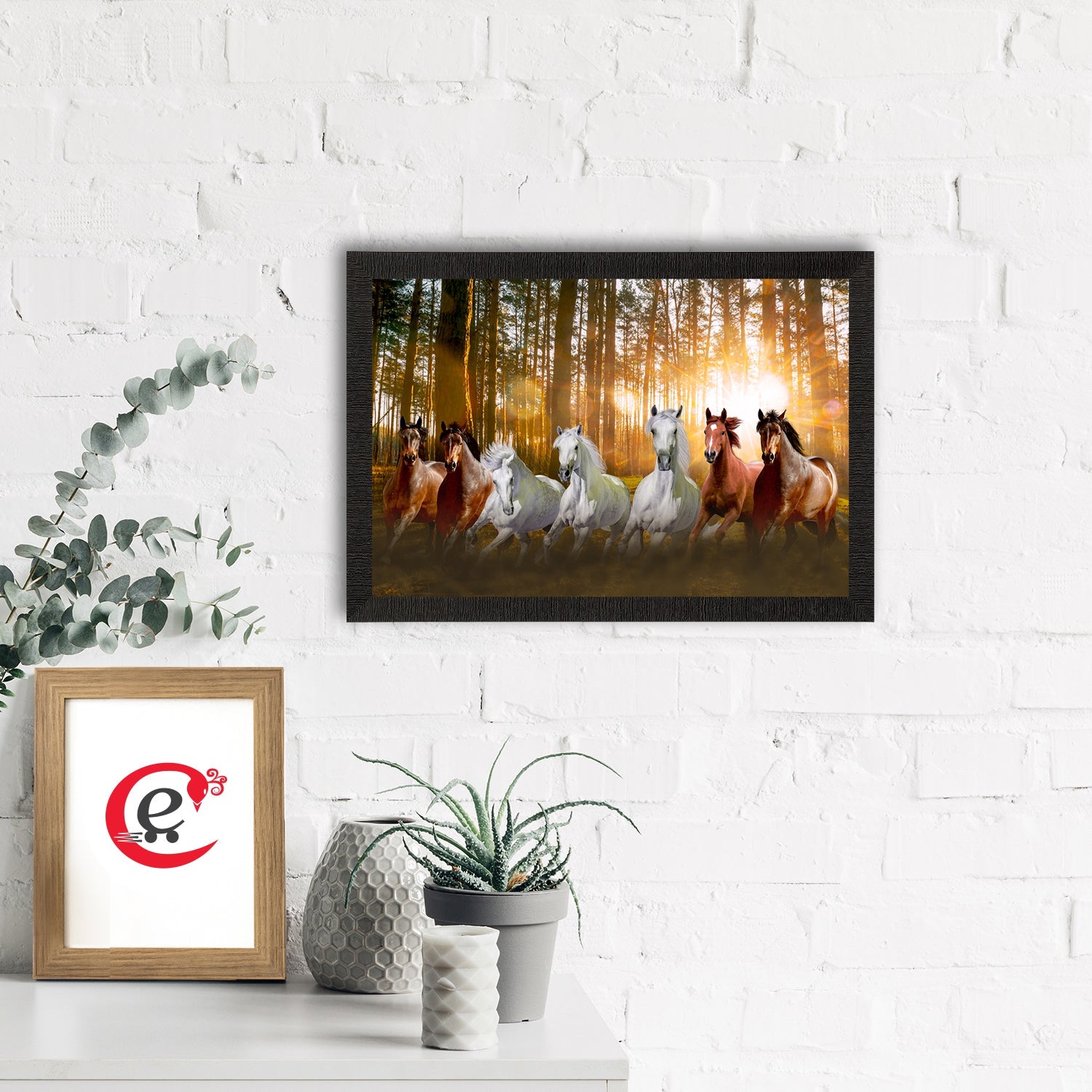 Seven Running Horses Painting Digital Printed Animal Wall Art Kafalo