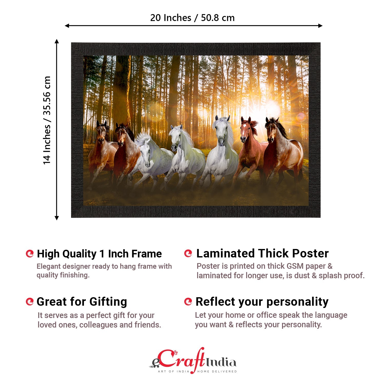 Seven Running Horses Painting Digital Printed Animal Wall Art Kafalo