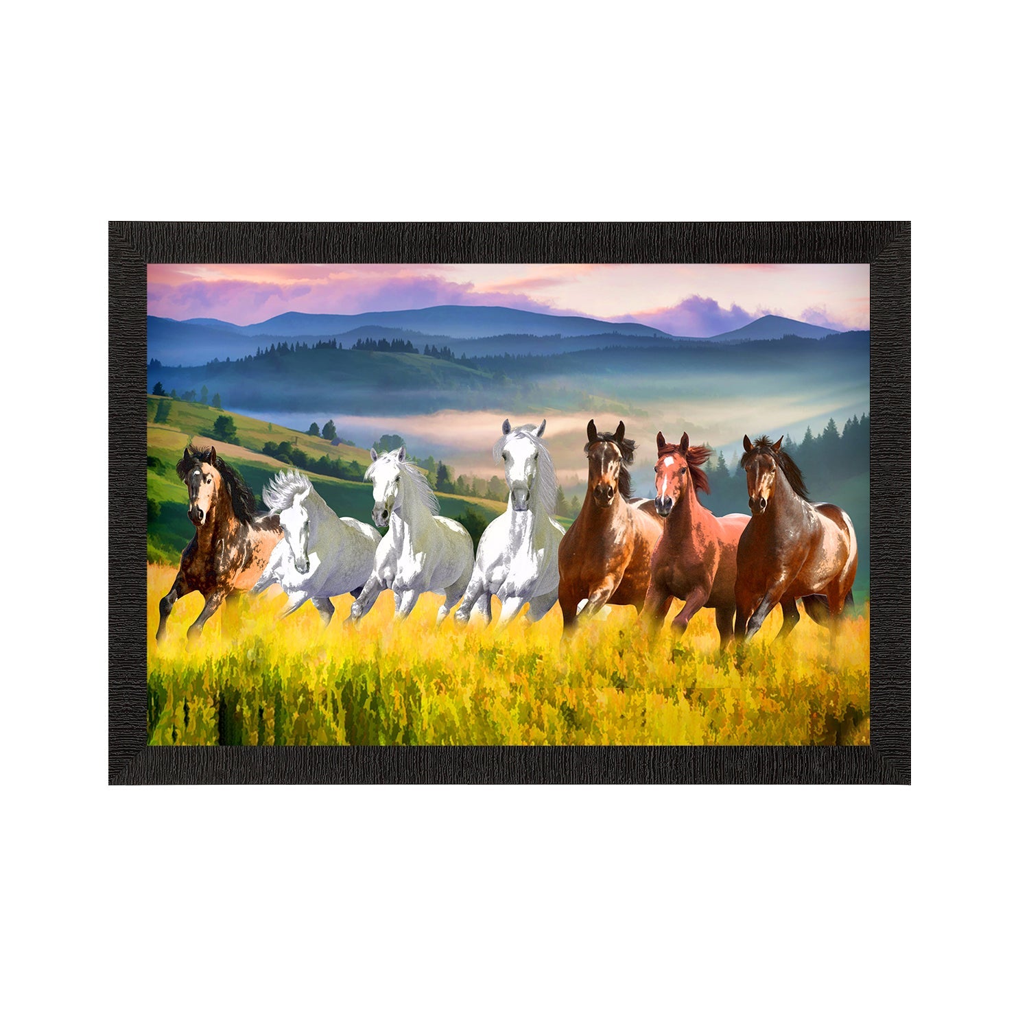 Seven Running Horses Painting Digital Printed Animal Wall Art Kafalo