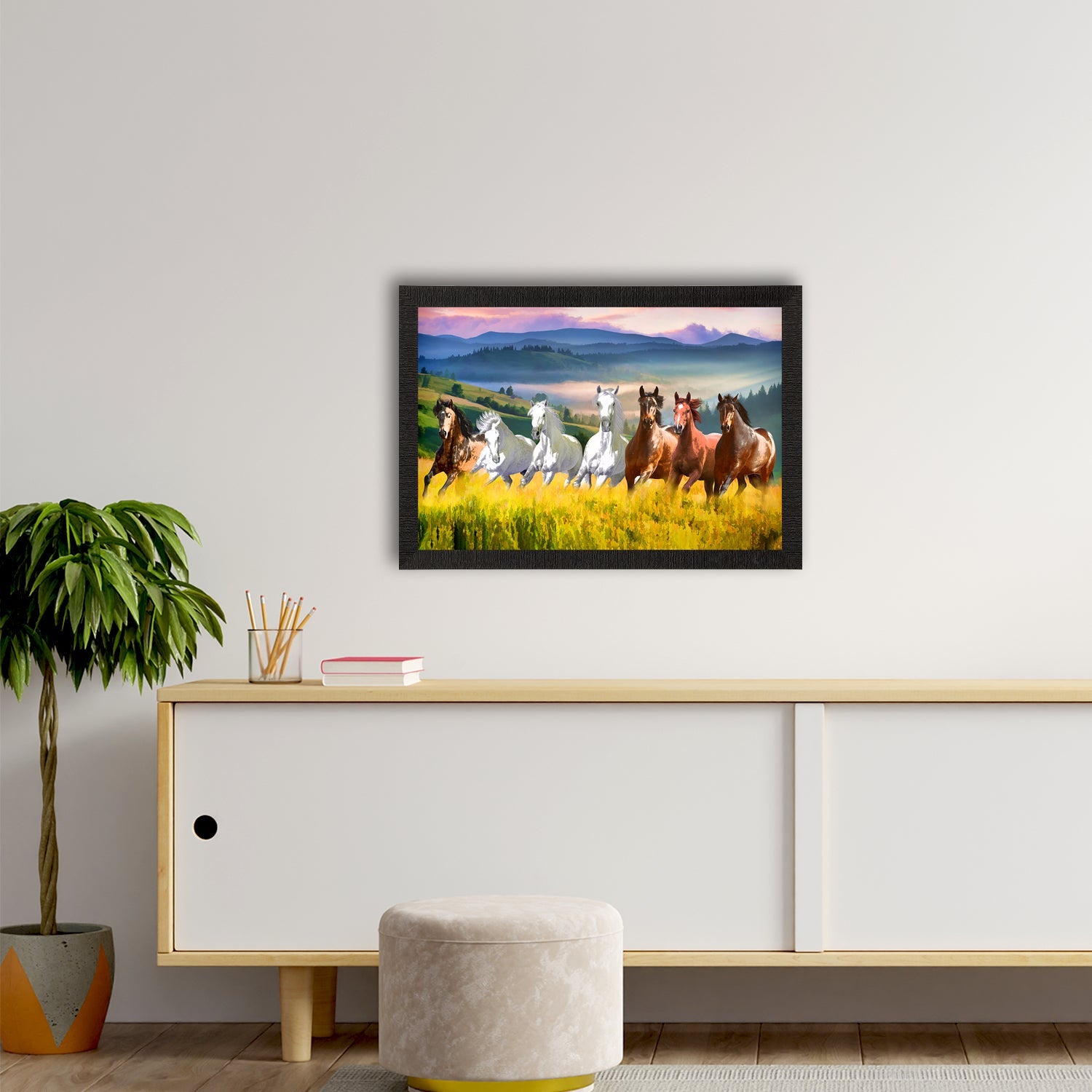 Seven Running Horses Painting Digital Printed Animal Wall Art Kafalo