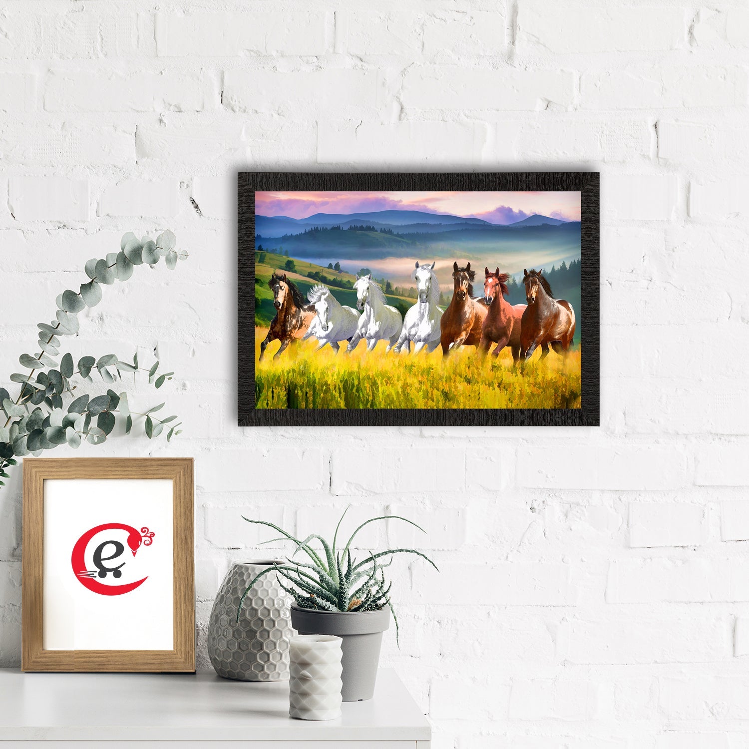 Seven Running Horses Painting Digital Printed Animal Wall Art Kafalo