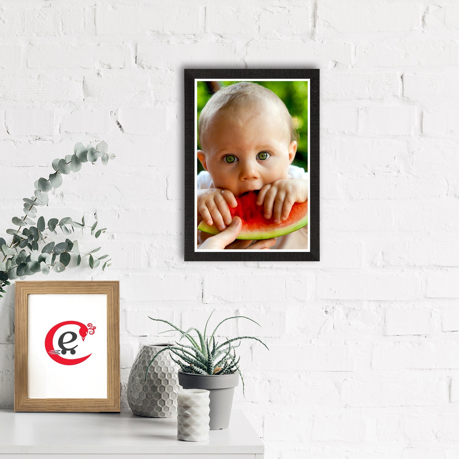 Cute Baby Eating Watermelon Painting Digital Printed Wall Art Kafalo