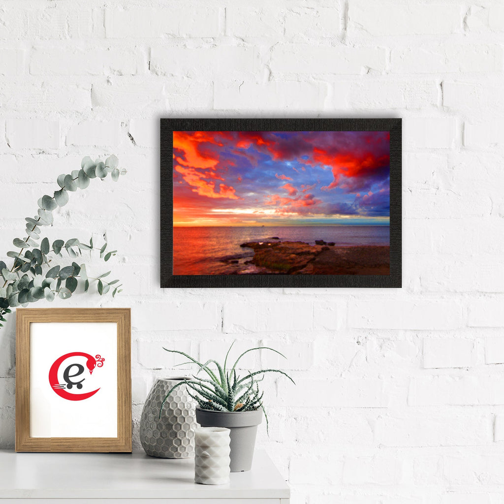 Colorful Sky and Beach Scenic View Satin Matt Texture UV Art Painting Kafalo