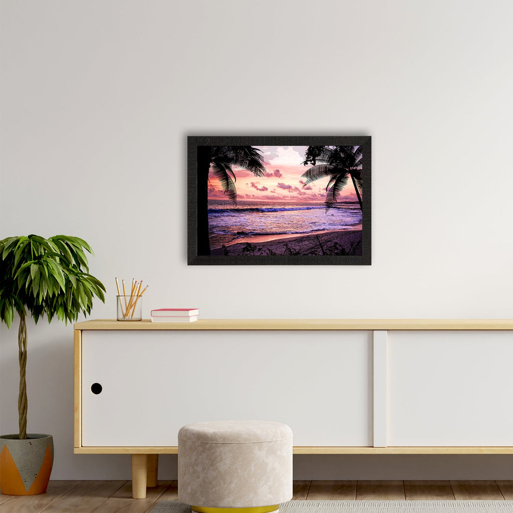Delightful Sea View Between Trees Satin Matt Texture UV Art Painting Kafalo
