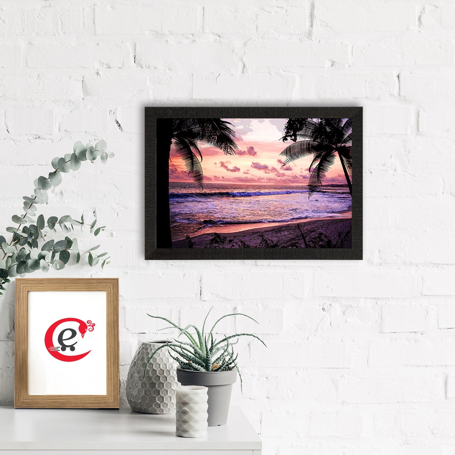 Delightful Sea View Between Trees Satin Matt Texture UV Art Painting Kafalo