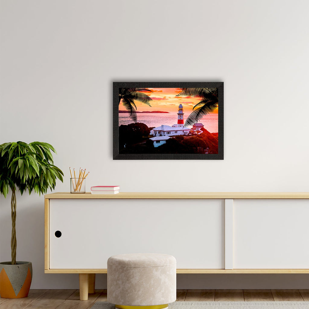 Seaside Lighthouse Scenic View Satin Matt Texture UV Art Painting Kafalo