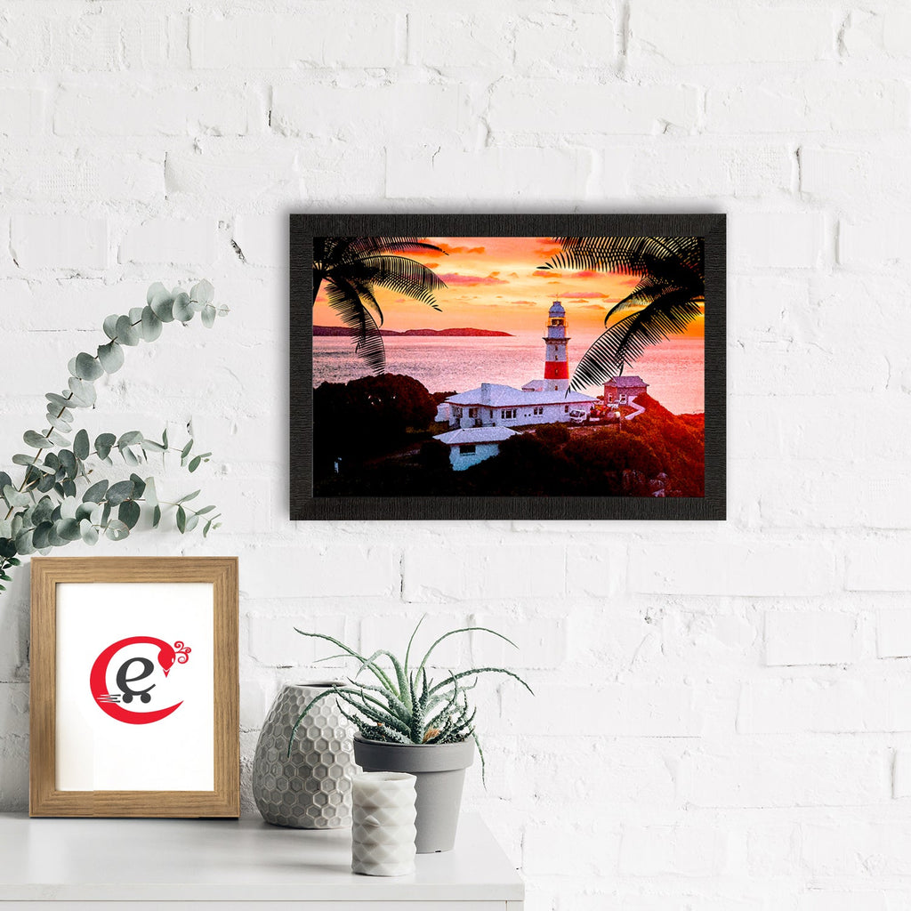 Seaside Lighthouse Scenic View Satin Matt Texture UV Art Painting Kafalo