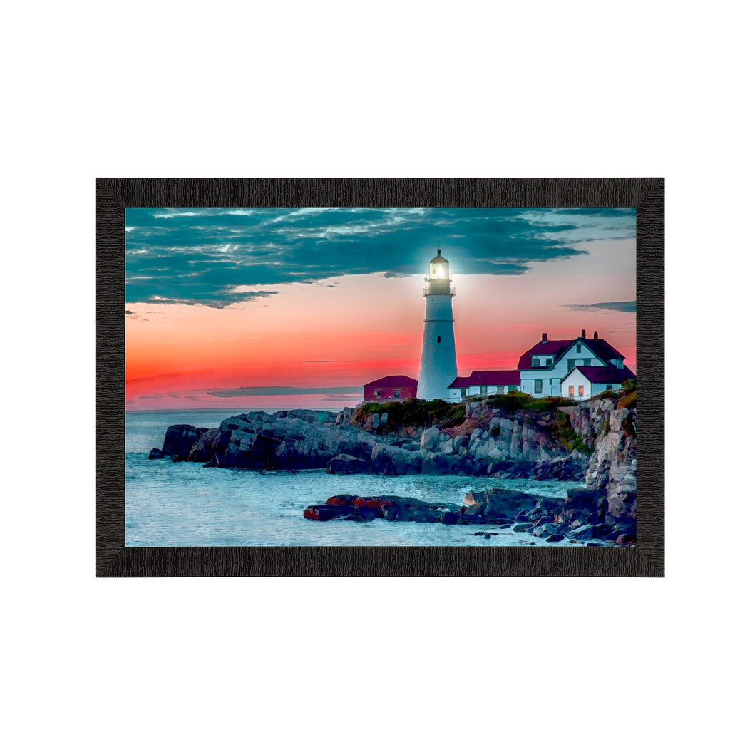 Seaside Lighthouse Scenic View Satin Matt Texture UV Art Painting Kafalo