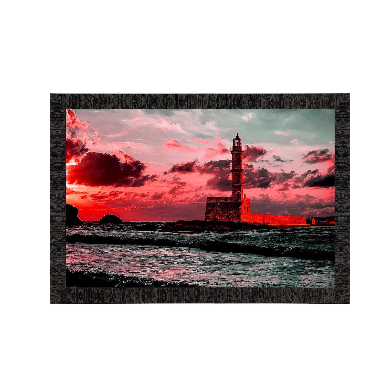Seaside Lighthouse Scenic View Satin Matt Texture UV Art Painting Kafalo