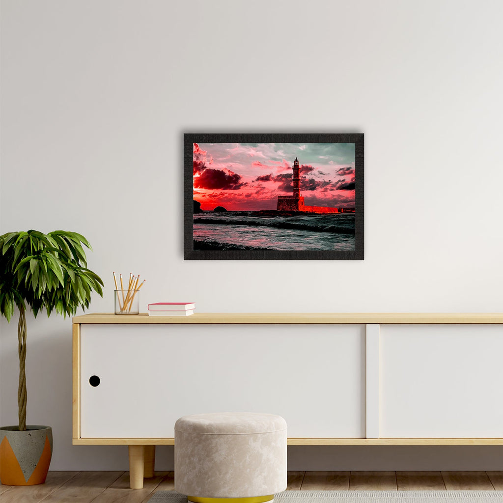 Seaside Lighthouse Scenic View Satin Matt Texture UV Art Painting Kafalo