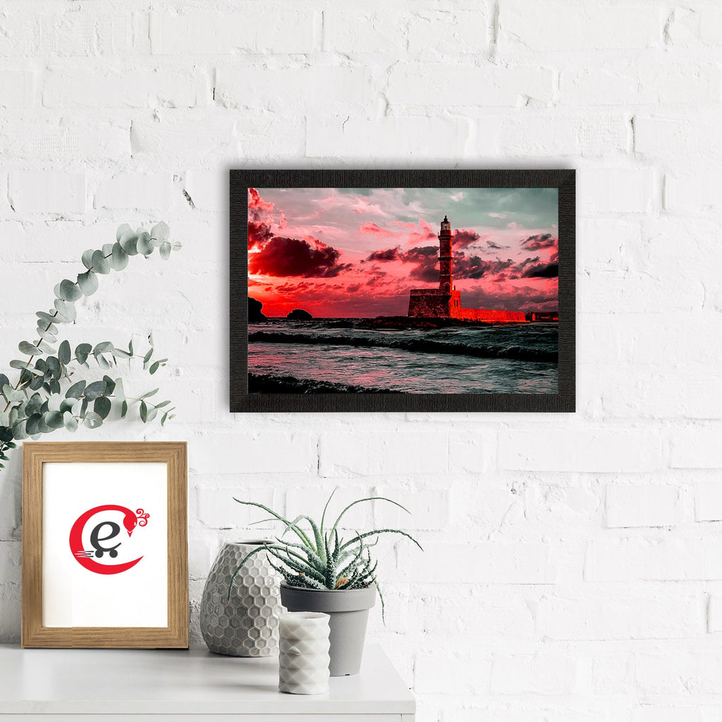 Seaside Lighthouse Scenic View Satin Matt Texture UV Art Painting Kafalo
