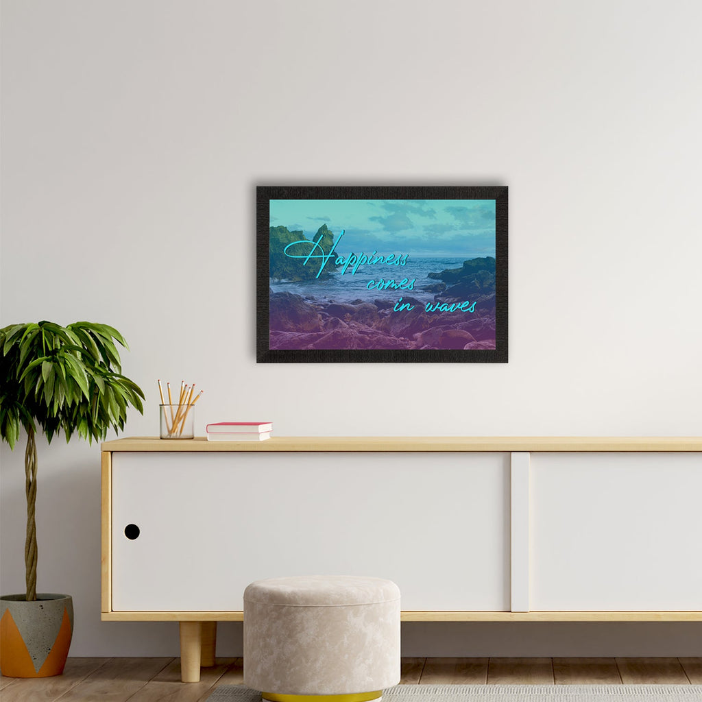 "Happiness Comes in Waves" Beach View Satin Matt Texture UV Art Painting Kafalo