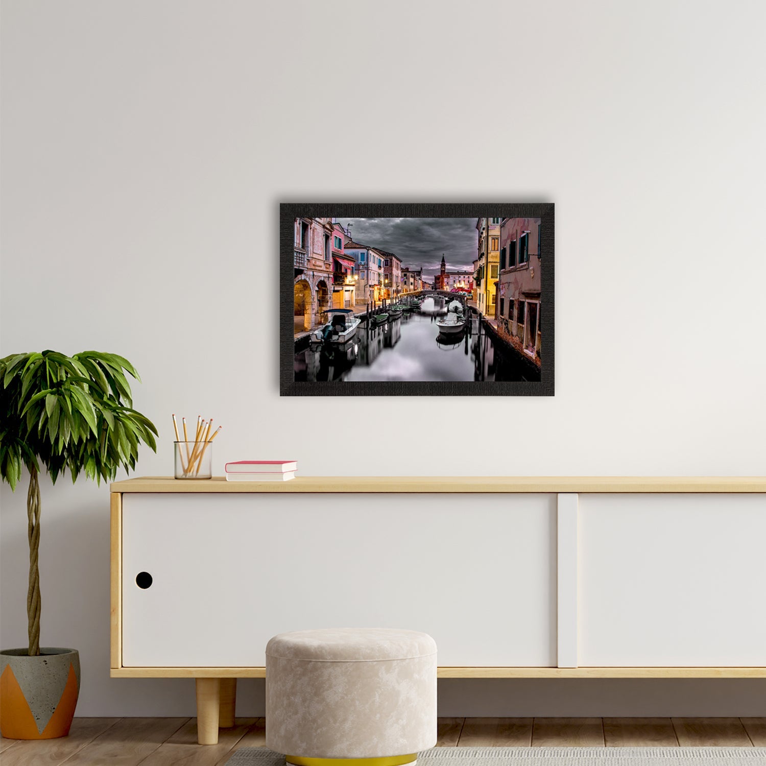 Beautiful Canal City View Satin Matt Texture UV Art Painting Kafalo