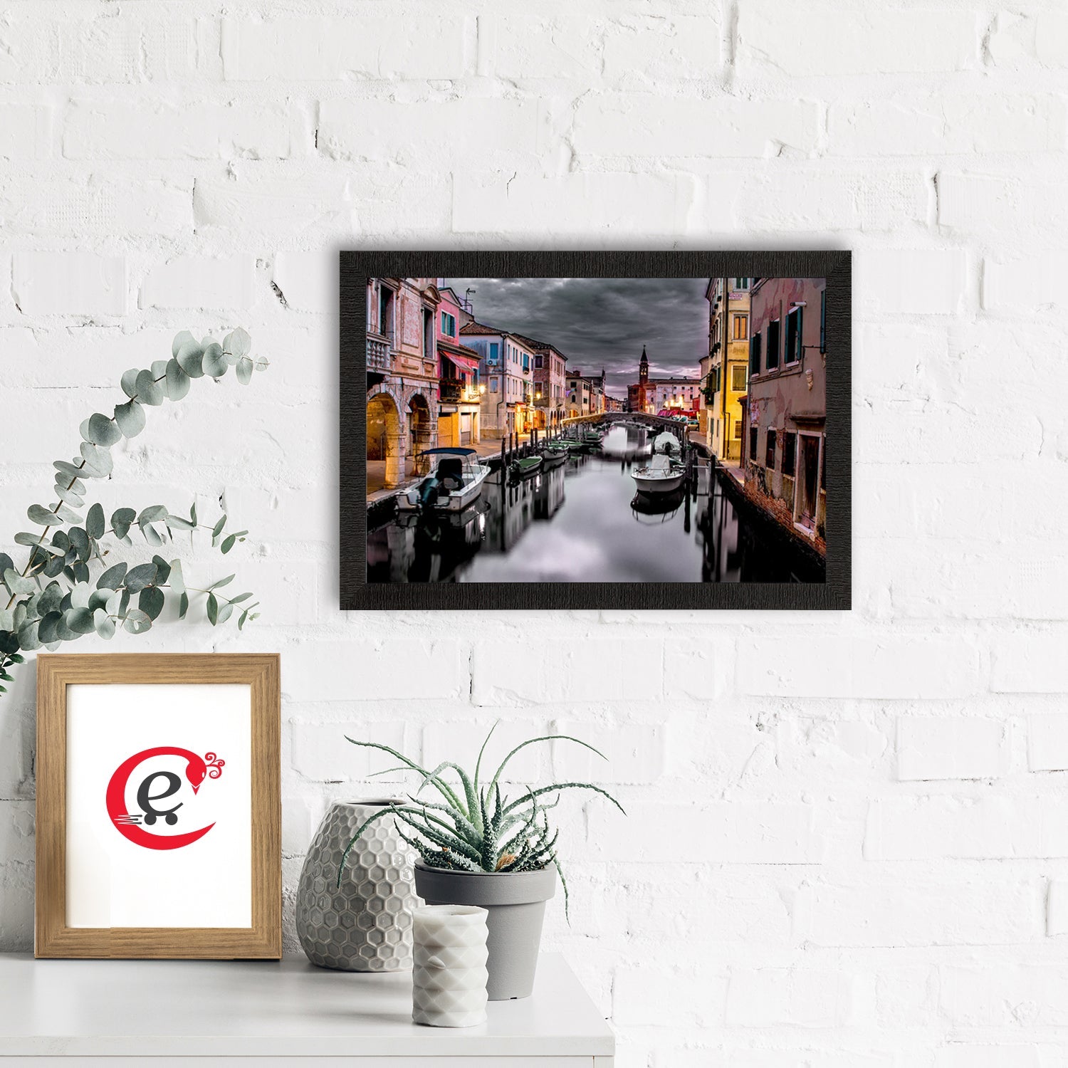 Beautiful Canal City View Satin Matt Texture UV Art Painting Kafalo