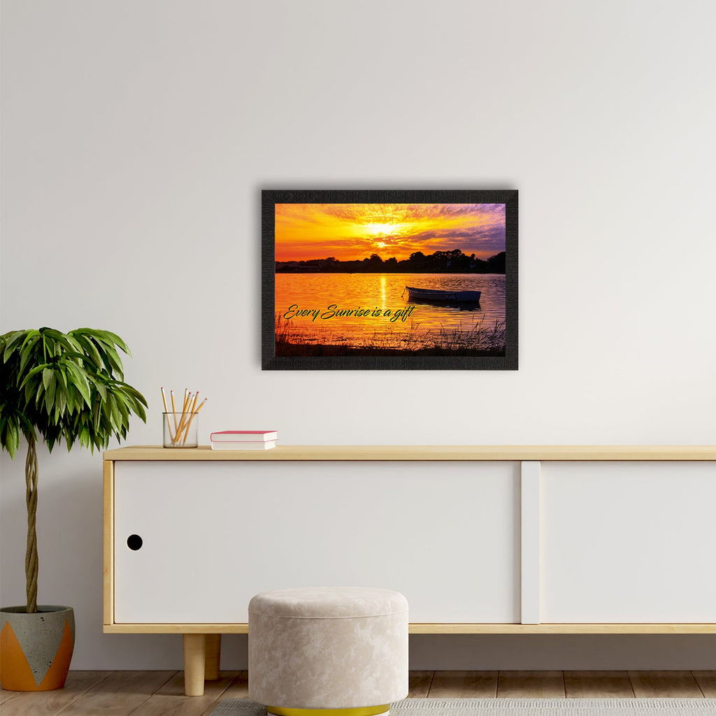 "Every Sunrise is a Gift" Beautiful Morning River View Satin Matt Texture UV Art Painting Kafalo