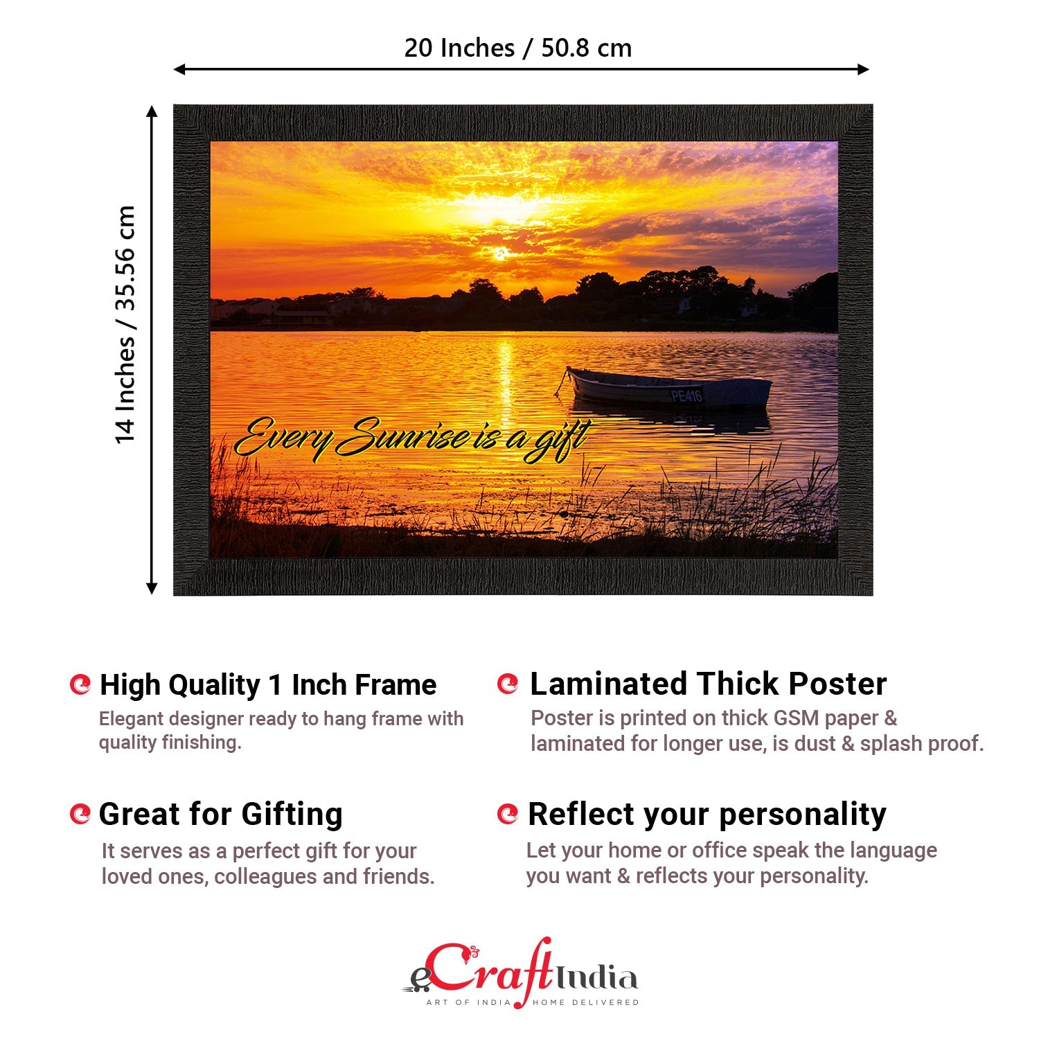 "Every Sunrise is a Gift" Beautiful Morning River View Satin Matt Texture UV Art Painting Kafalo