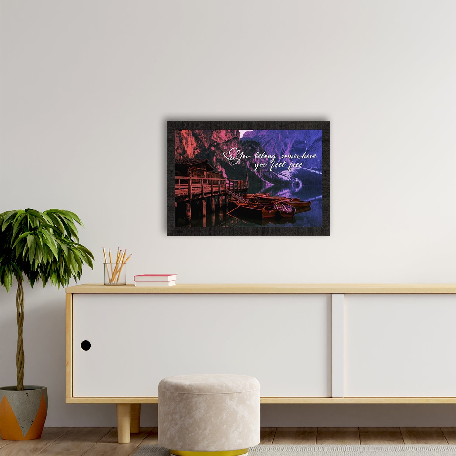 "You Belong Somewhere You Feel Free" Beautiful Tiver Between Mountains View Satin Matt Texture UV Art Painting Kafalo