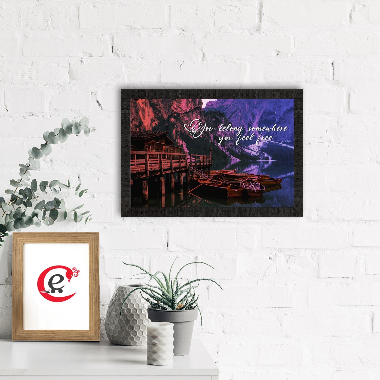 "You Belong Somewhere You Feel Free" Beautiful Tiver Between Mountains View Satin Matt Texture UV Art Painting Kafalo