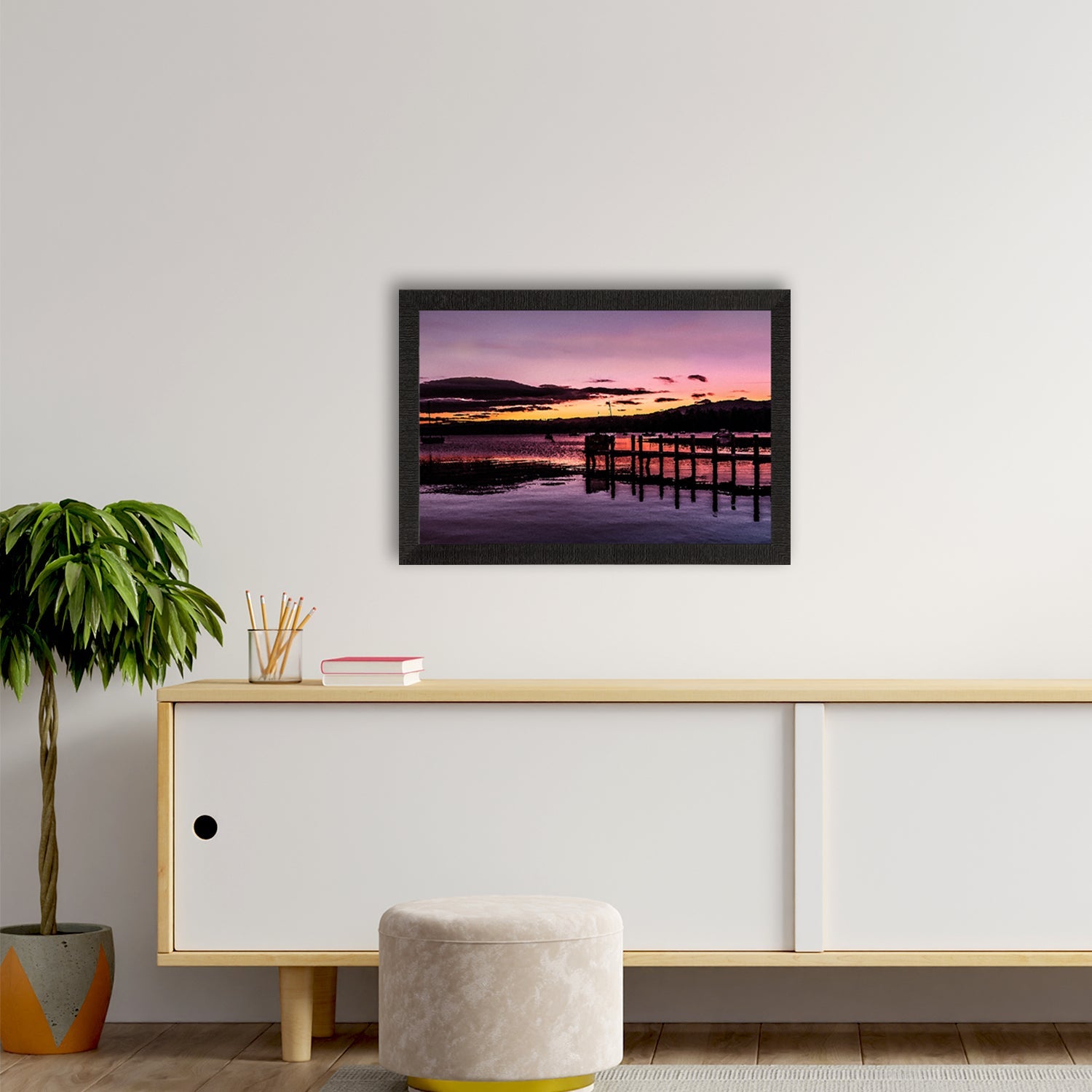 Beautiful River Shore View Satin Matt Texture UV Art Painting Kafalo