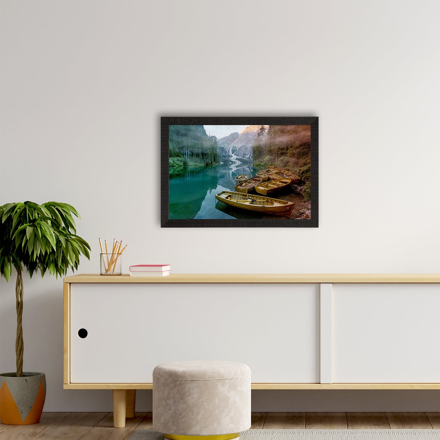 Splendid River Between Mountains View Satin Matt Texture UV Art Painting Kafalo