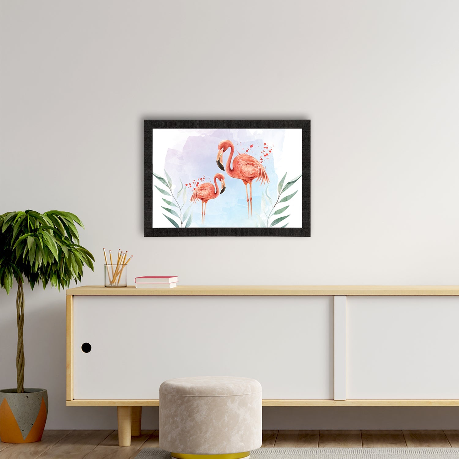 Pink Flamingo Satin Matt Texture UV Art Painting Kafalo