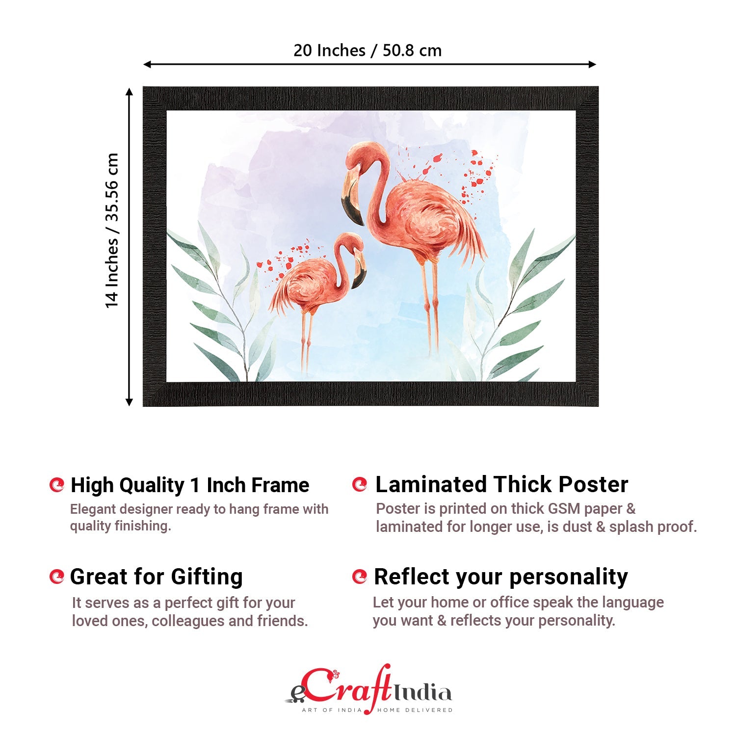 Pink Flamingo Satin Matt Texture UV Art Painting Kafalo