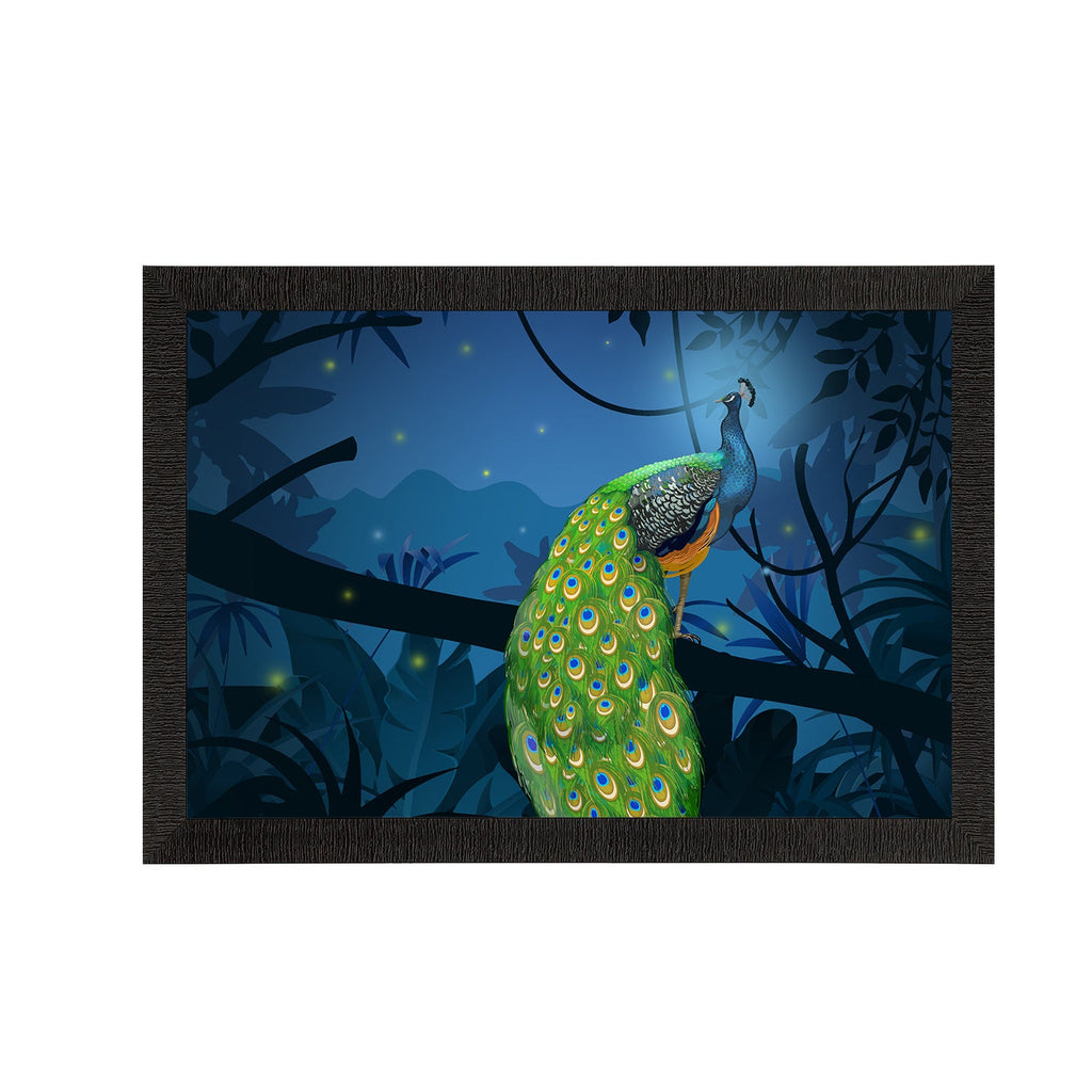 Peacock Sitting on Tree Branch Satin Matt Texture UV Art Painting Kafalo