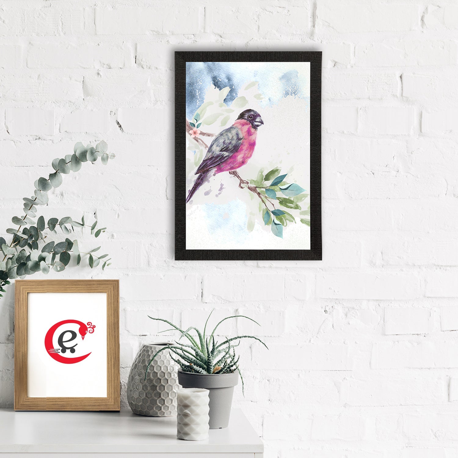 Colorful Bird Sitting on Tree Branch Satin Matt Texture UV Art Painting Kafalo