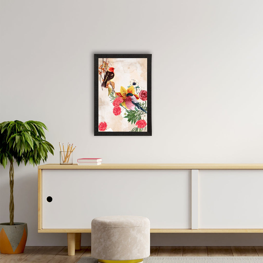 Colorful Birds Sitting on Tree Branch Satin Matt Texture UV Art Painting Kafalo