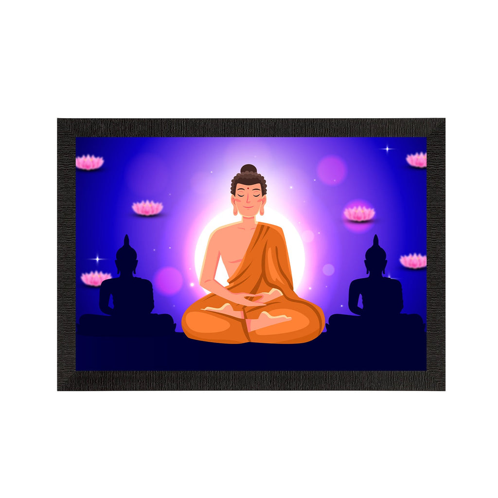 Meditating Lord Buddha Satin Matt Texture UV Art Painting Kafalo